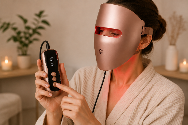 BodyLove Glow™ LED Mask med controller og 4 behandlingsprogrammer til LED-lysterapi derhjemme.